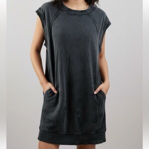 Anthropologie Daily Practice Casual Charcoal Sleeveless Tunic Dress